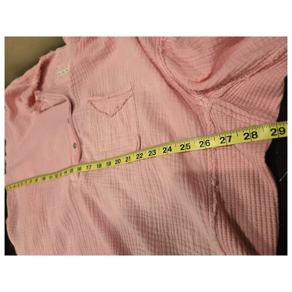 Free People We The Free Pullover Shirt Tunic Top Oversized Gauze Pink Small - Picture 7 of 9